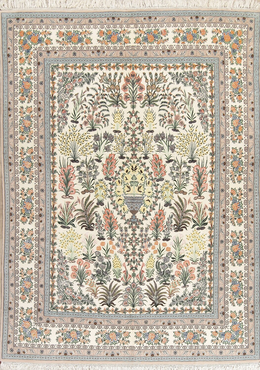 Floral Masterpiece Wool/Silk Isfahan Persian Rug 8x12
