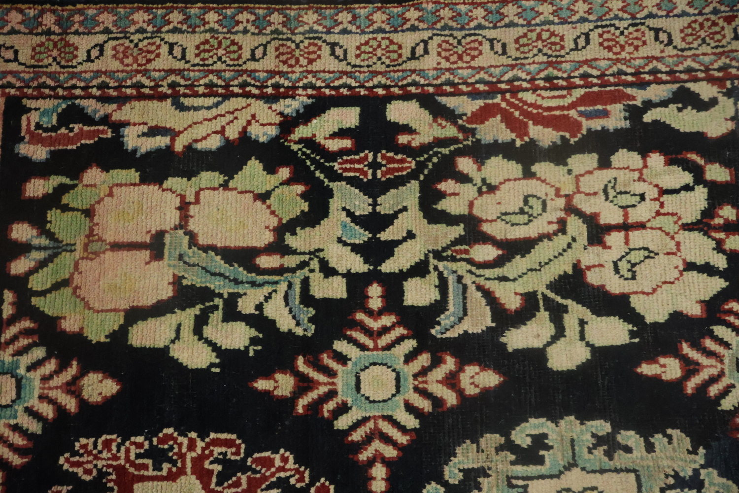 Antique Navy Blue Sultanabad Persian Runner Rug 5x9