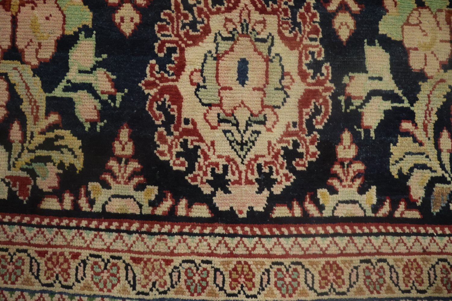 Antique Navy Blue Sultanabad Persian Runner Rug 5x9