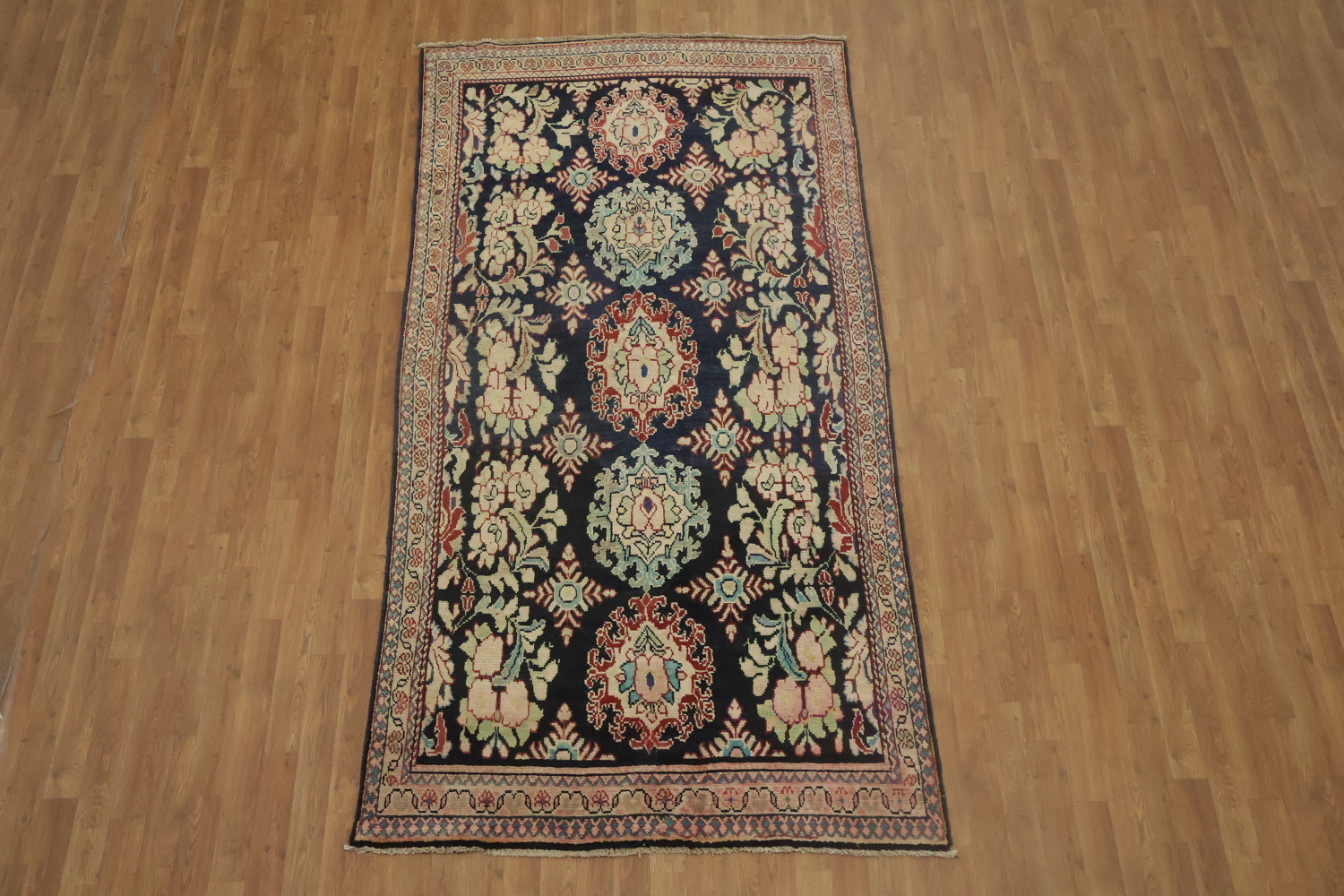 Antique Navy Blue Sultanabad Persian Runner Rug 5x9