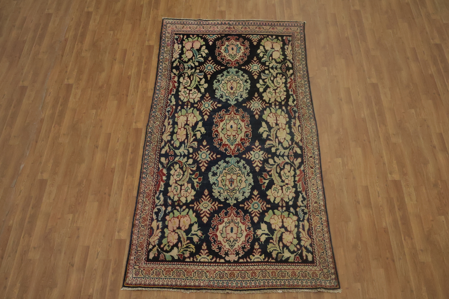 Antique Navy Blue Sultanabad Persian Runner Rug 5x9