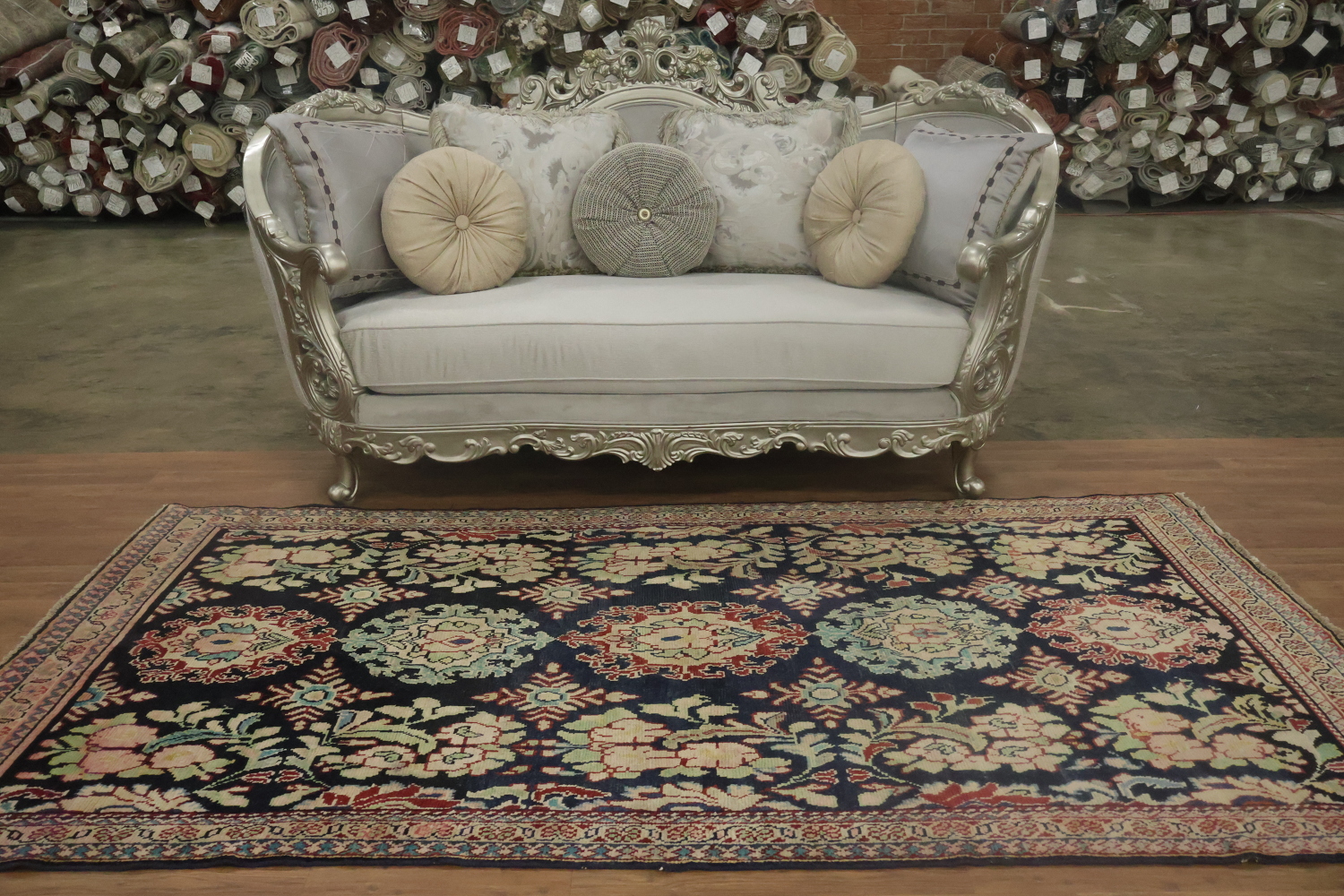 Antique Navy Blue Sultanabad Persian Runner Rug 5x9