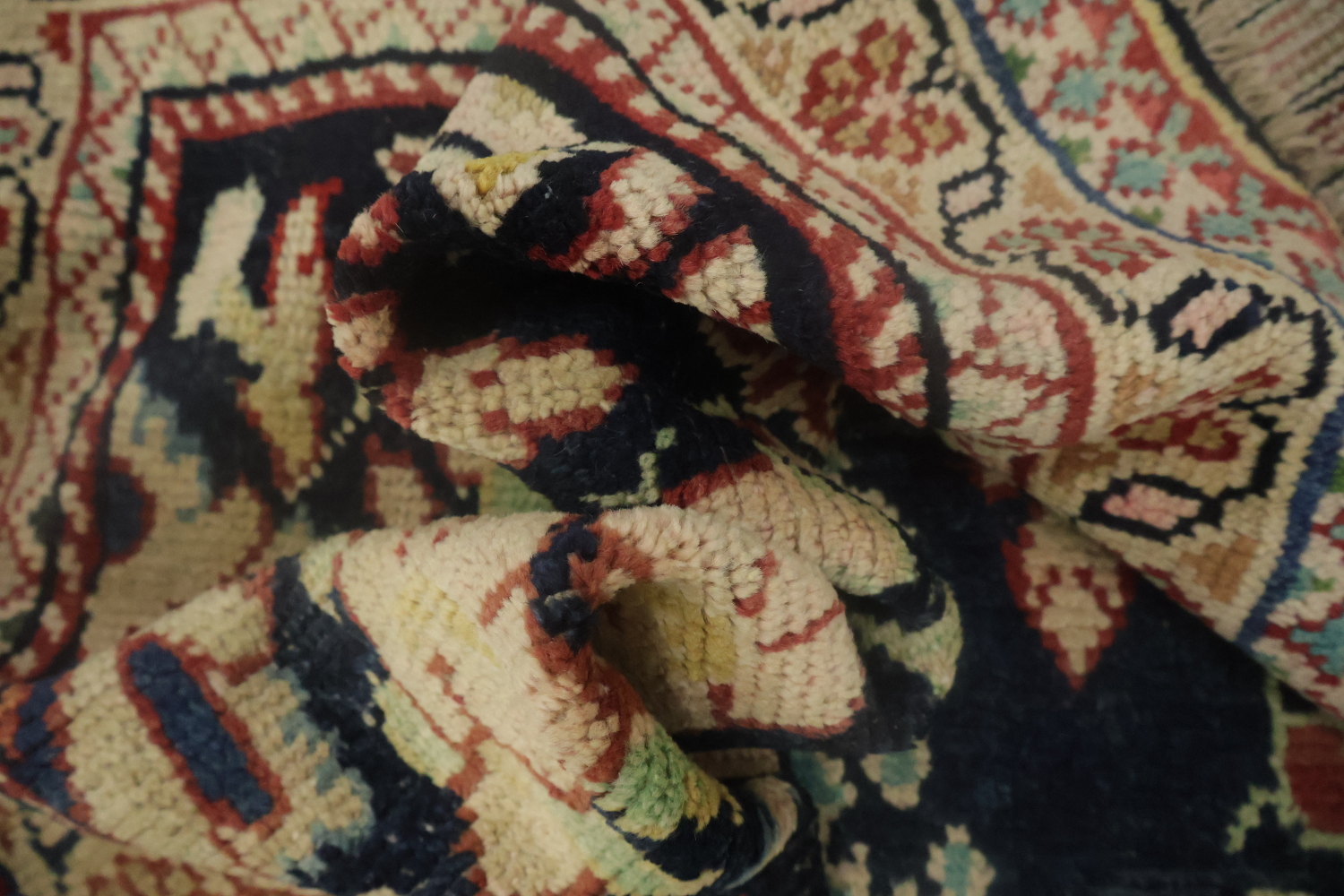Antique Navy Blue Sultanabad Persian Runner Rug 5x9