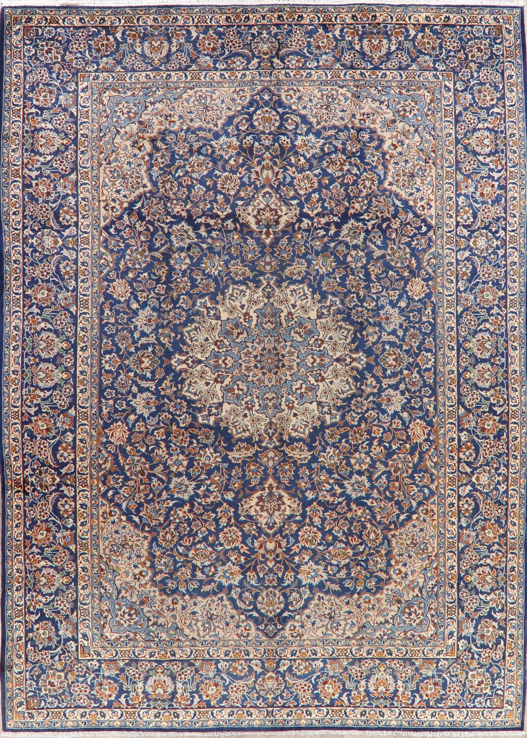 Vintage Navy Blue Floral Najafabad Persian Area Rug 10x14