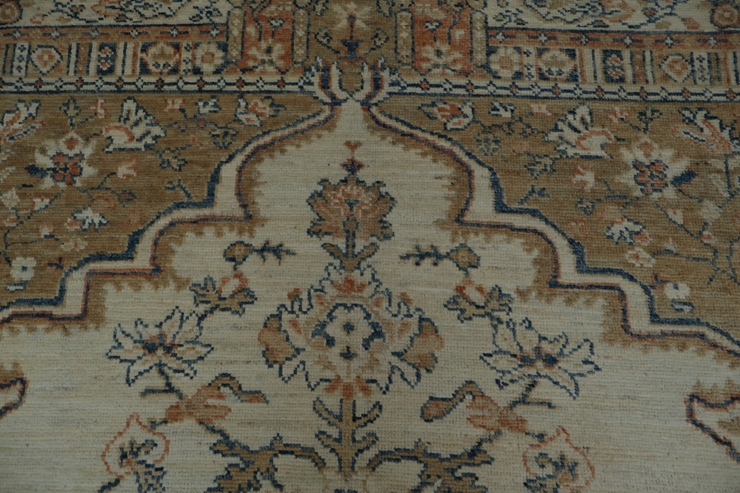 Classic Oushak Turkish Beige and Blue Tones Traditional Area Rug