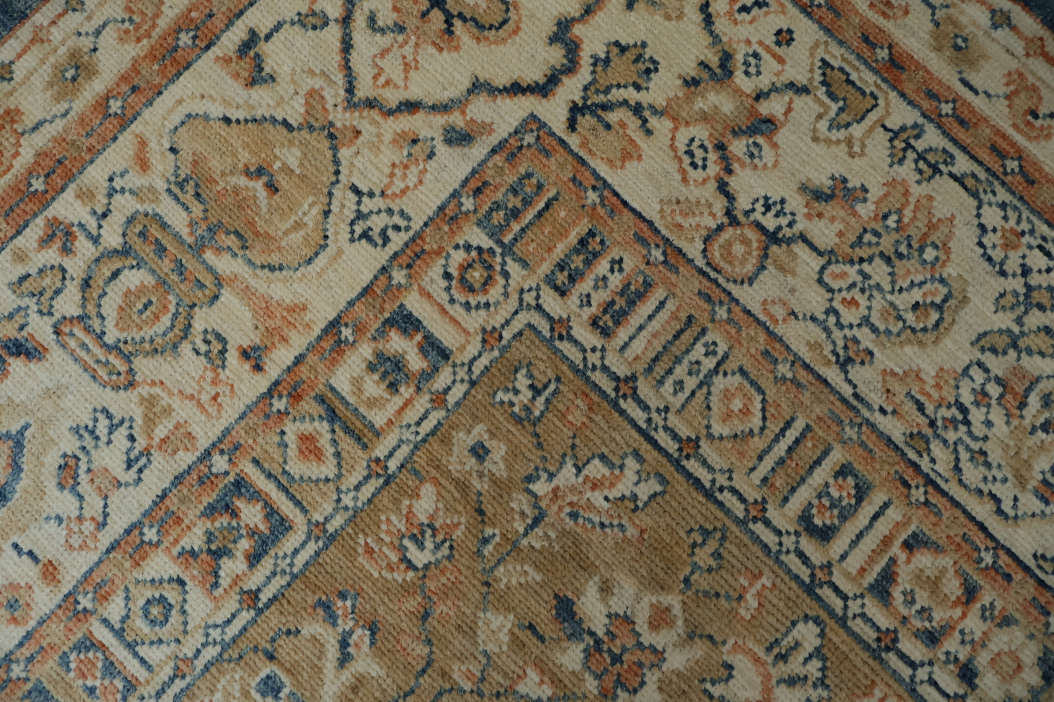 Classic Oushak Turkish Beige and Blue Tones Traditional Area Rug