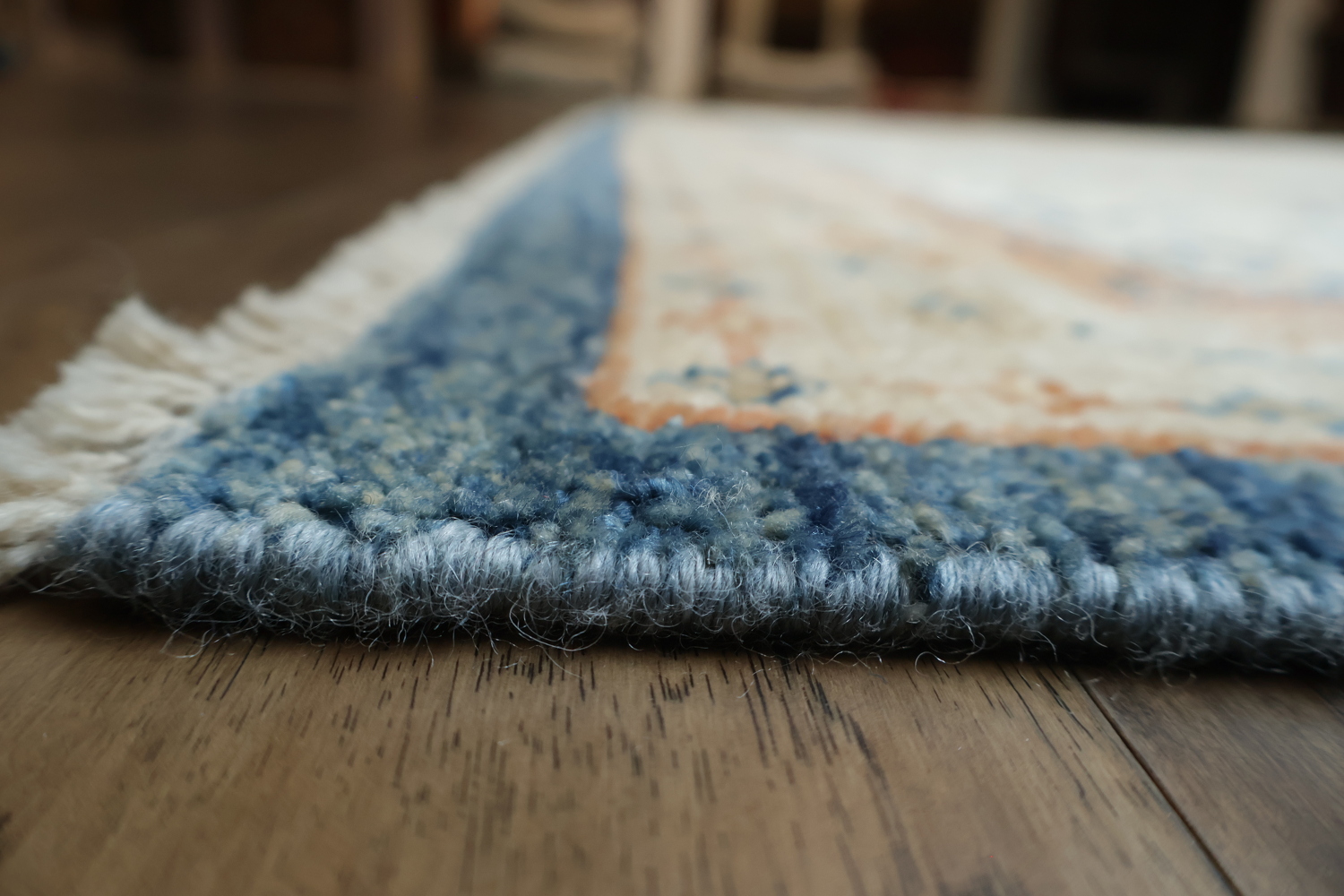 Classic Oushak Turkish Beige and Blue Tones Traditional Area Rug