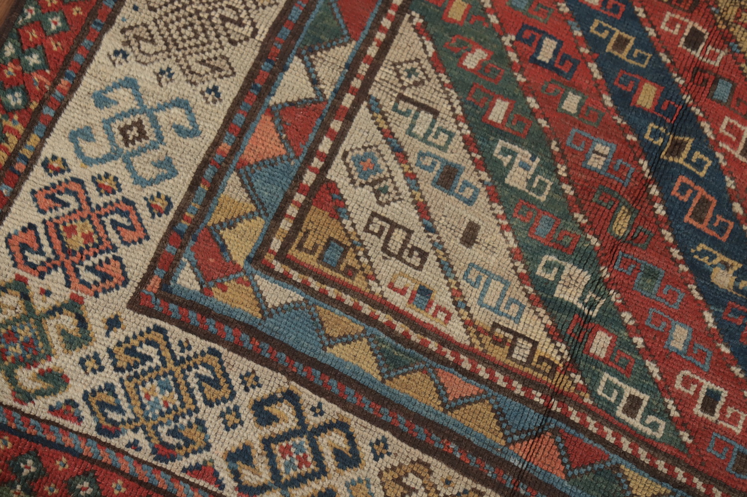 Pre-1900 Antique Kazak Caucasian Vegetable Dye Rug 4x8