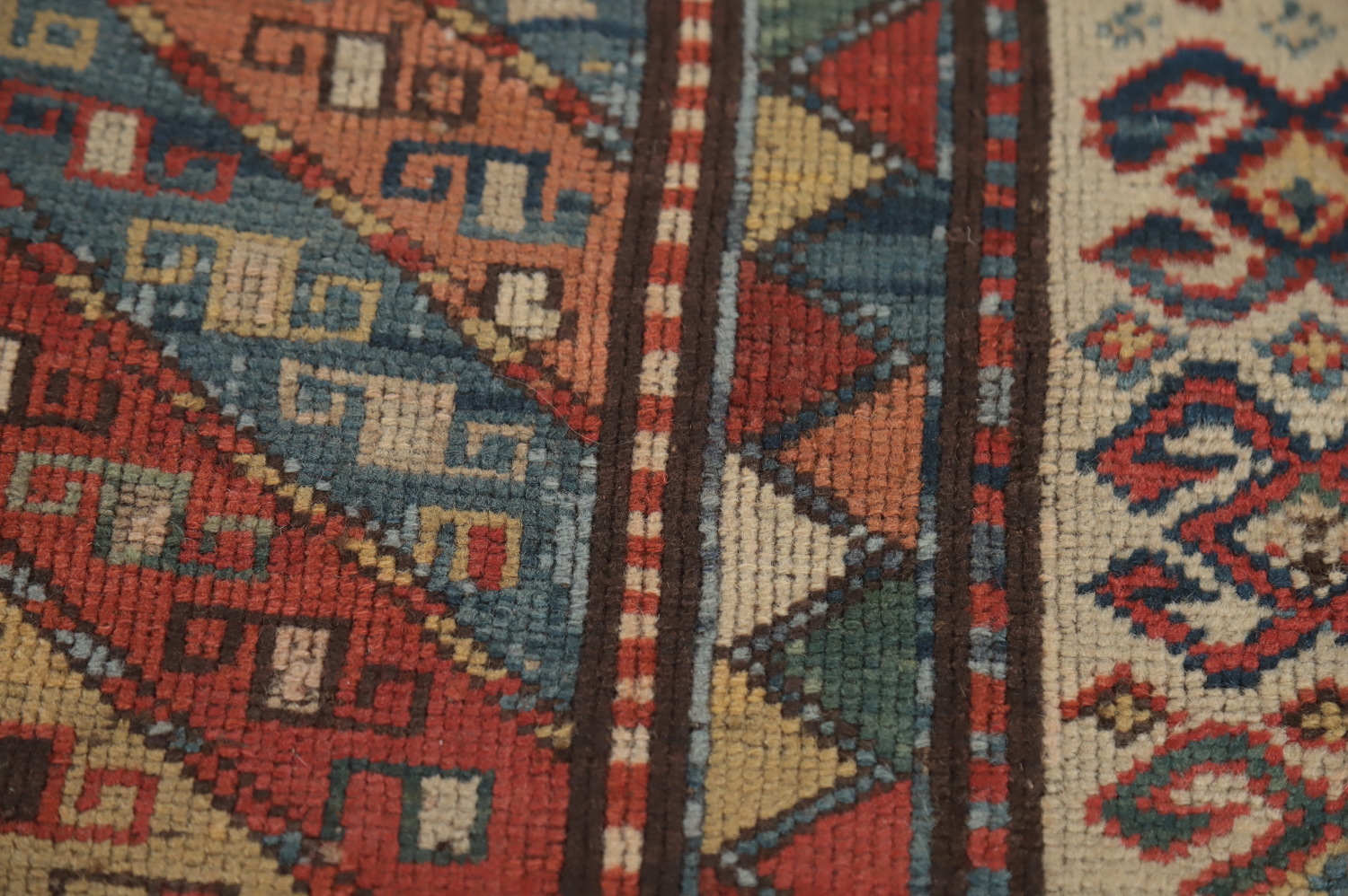 Pre-1900 Antique Kazak Caucasian Vegetable Dye Rug 4x8