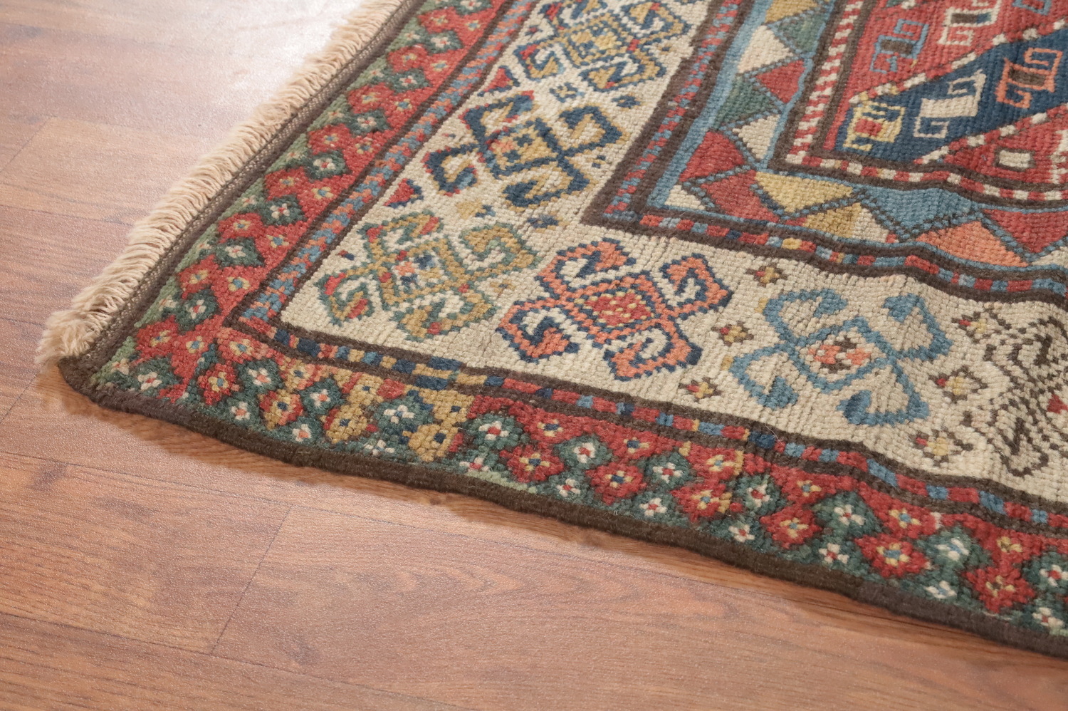 Pre-1900 Antique Kazak Caucasian Vegetable Dye Rug 4x8