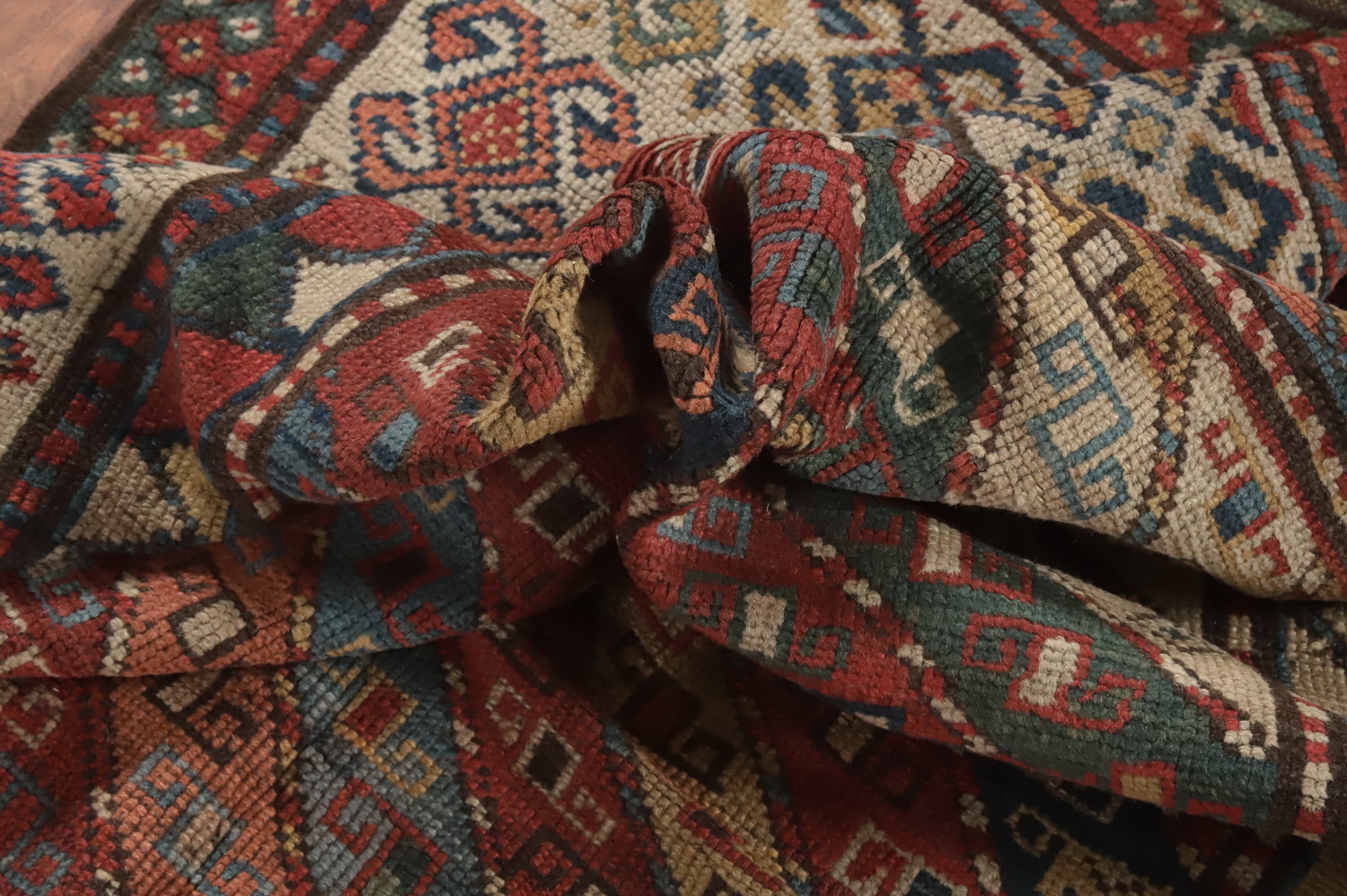 Pre-1900 Antique Kazak Caucasian Vegetable Dye Rug 4x8
