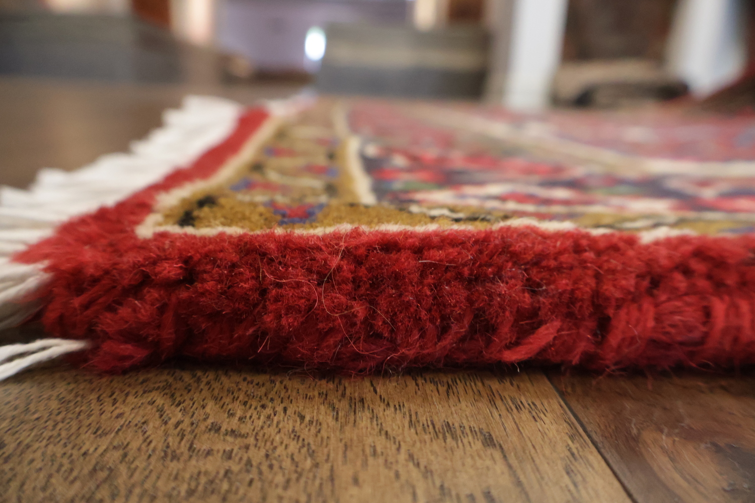 Geometric Tribal Deep Red and Navy Heriz Persian Area Rug 5x7