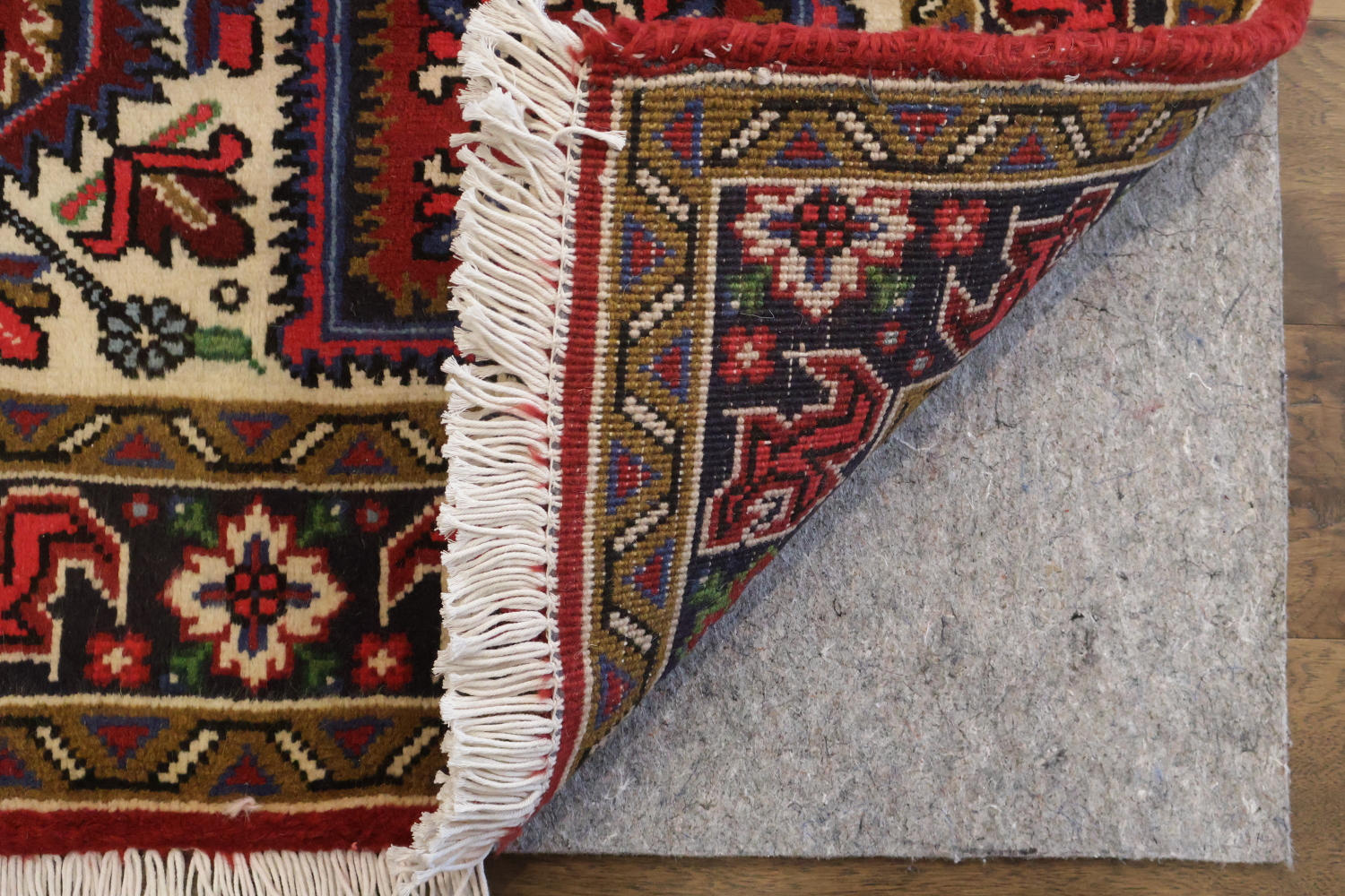 Geometric Tribal Deep Red and Navy Heriz Persian Area Rug 5x7