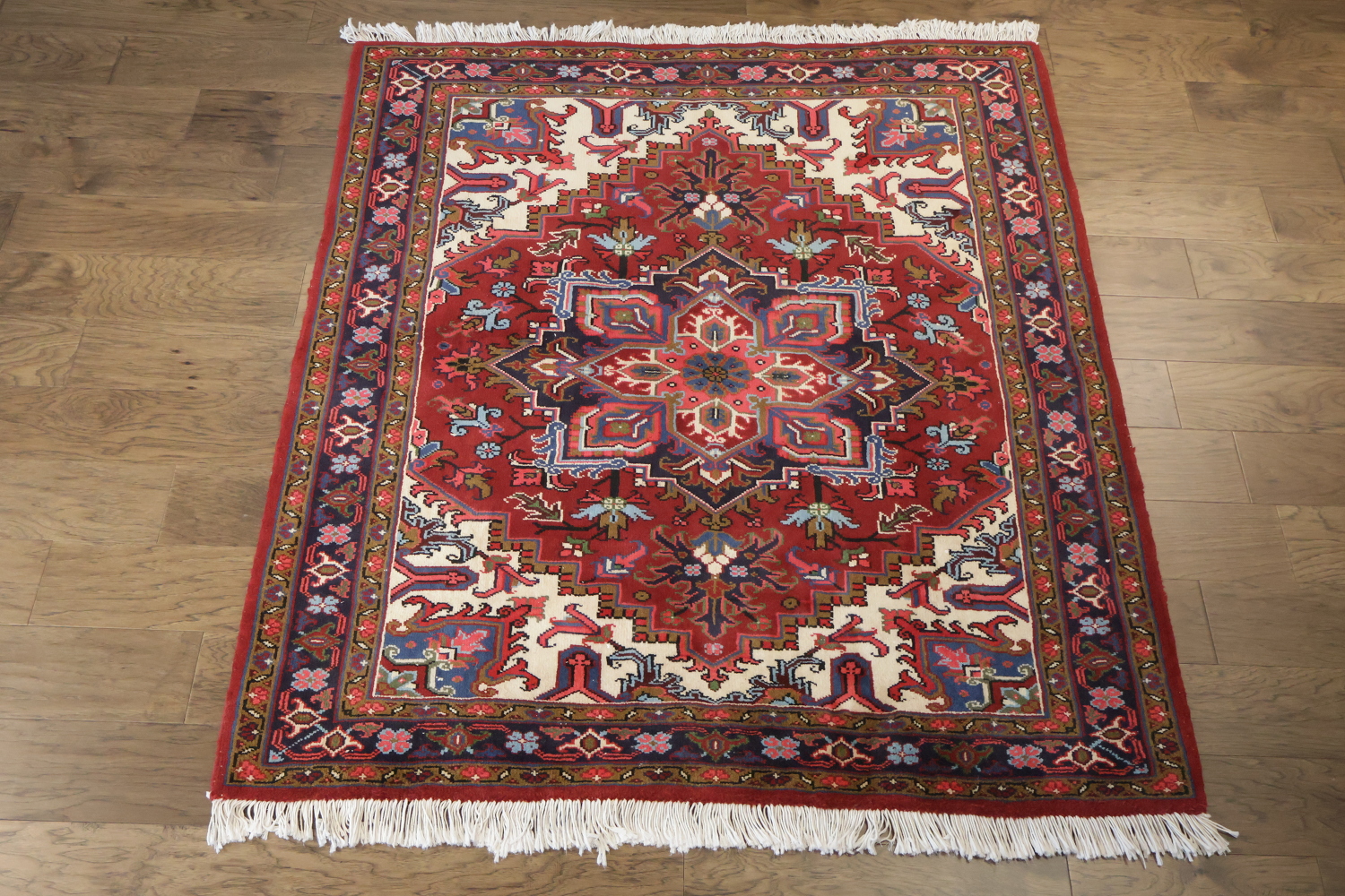 New Geometric Red Heriz Persian Area Rug 5x6