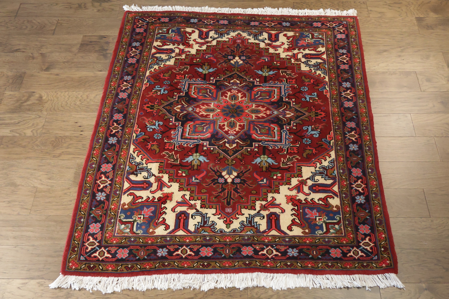 New Geometric Red Heriz Persian Area Rug 5x6