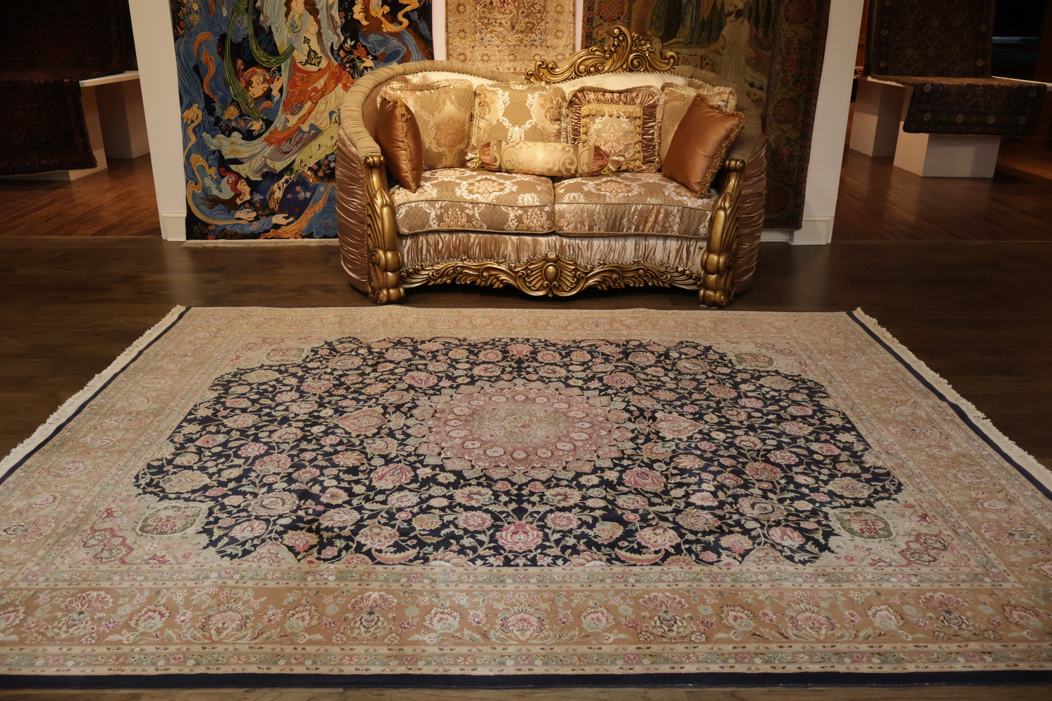 Classic Design Navy Blue and Pink Pak Persian Rug Perfect for Traditional Room 8x10