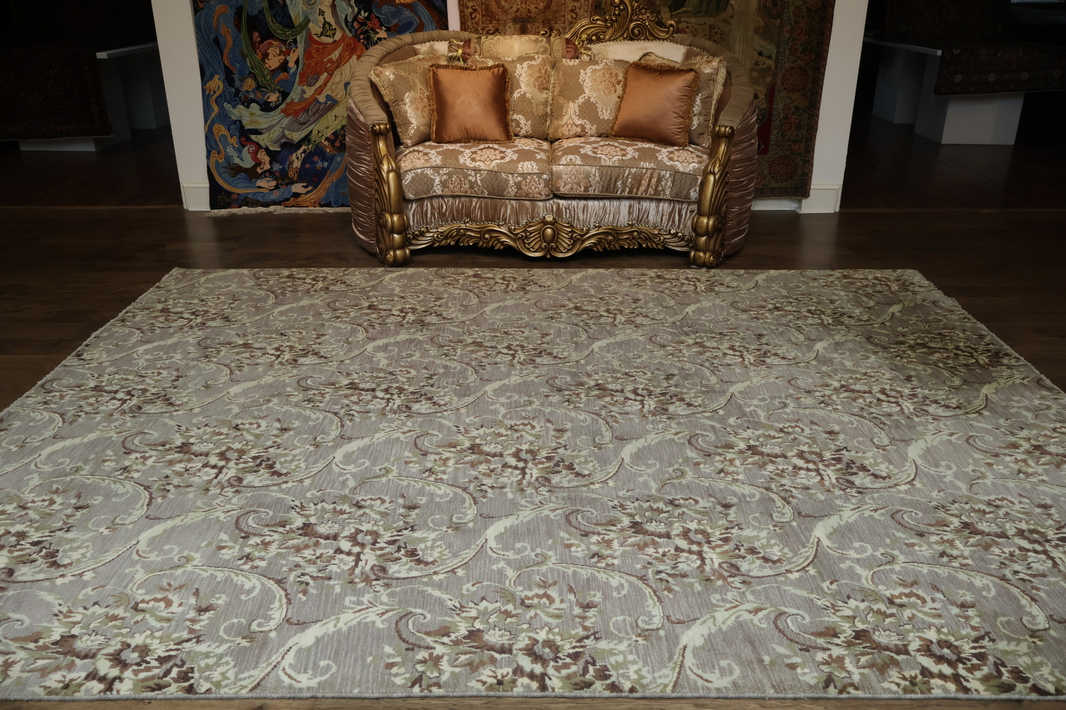 Classic Paisley Design Taupe Brown Rug Perfect for Traditional Living Rooms 9x12