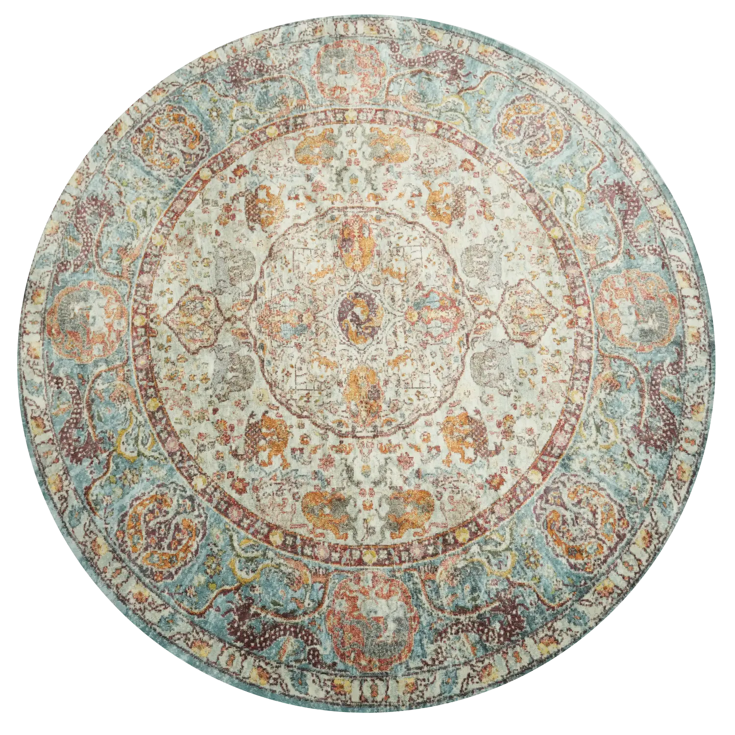 Hunting Style Distressed Inspired Runner Round Rug