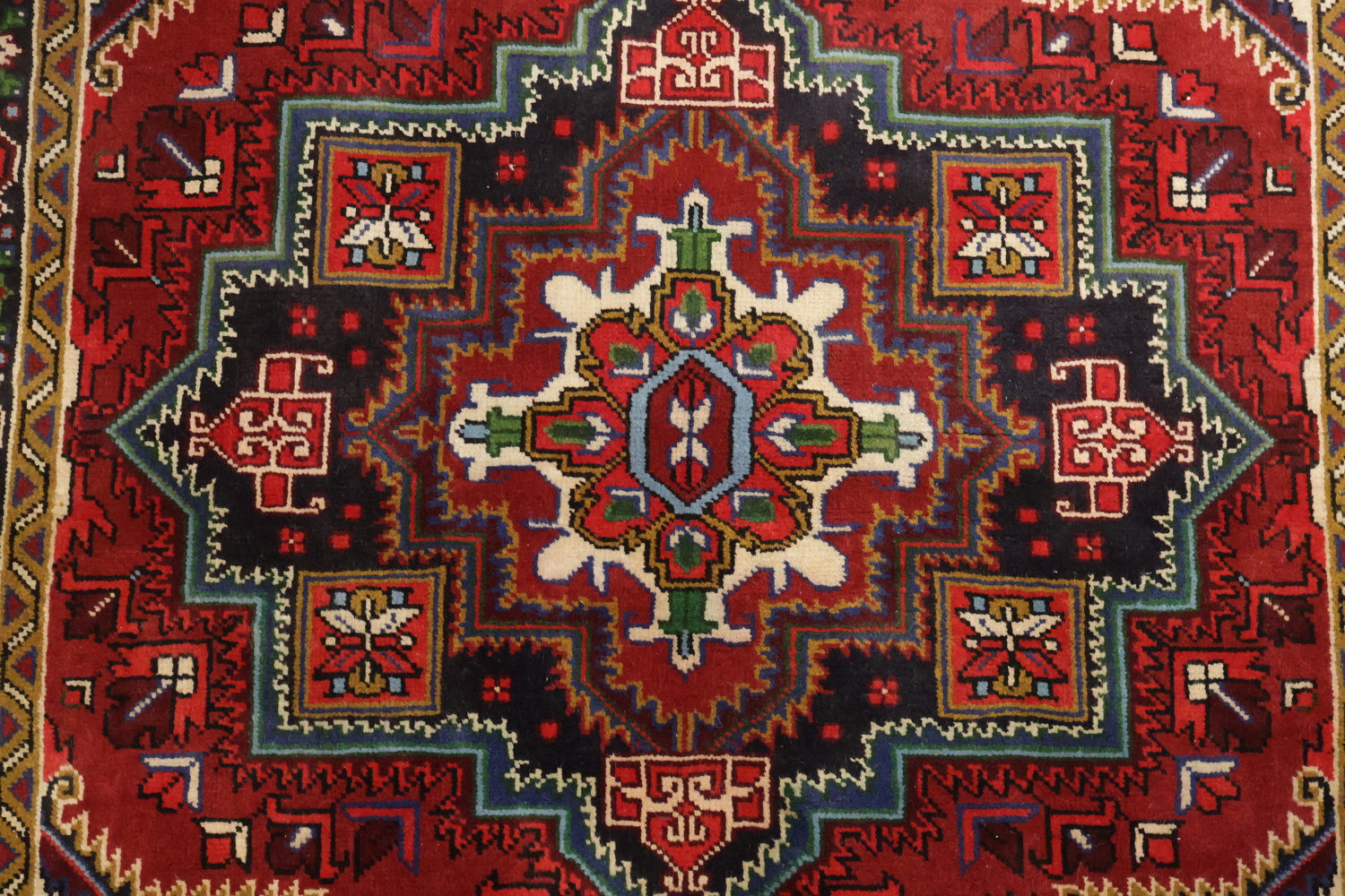 Geometric Red Heriz Persian Area Rug 5x7