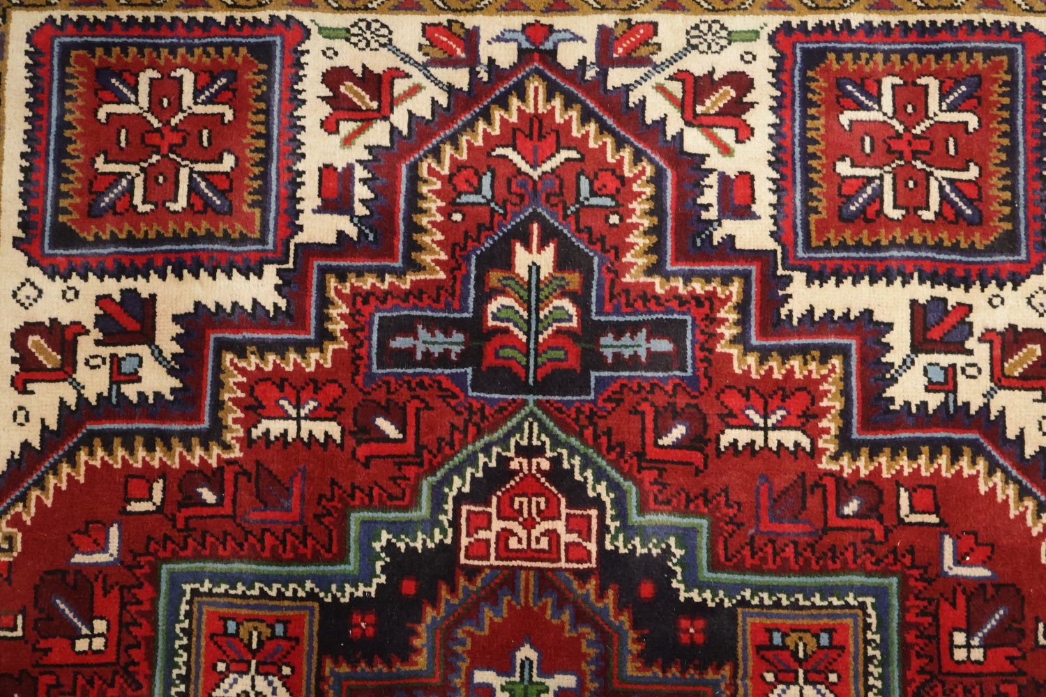 Geometric Red Heriz Persian Area Rug 5x7