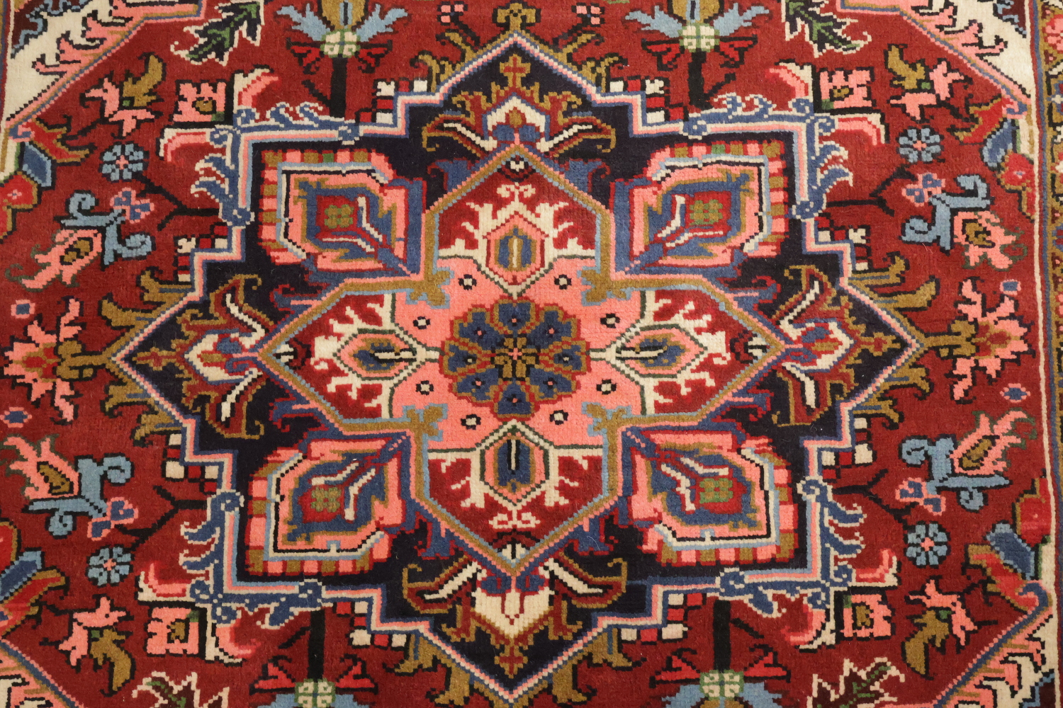 New Geometric Red Heriz Persian Wool Rug 5x6