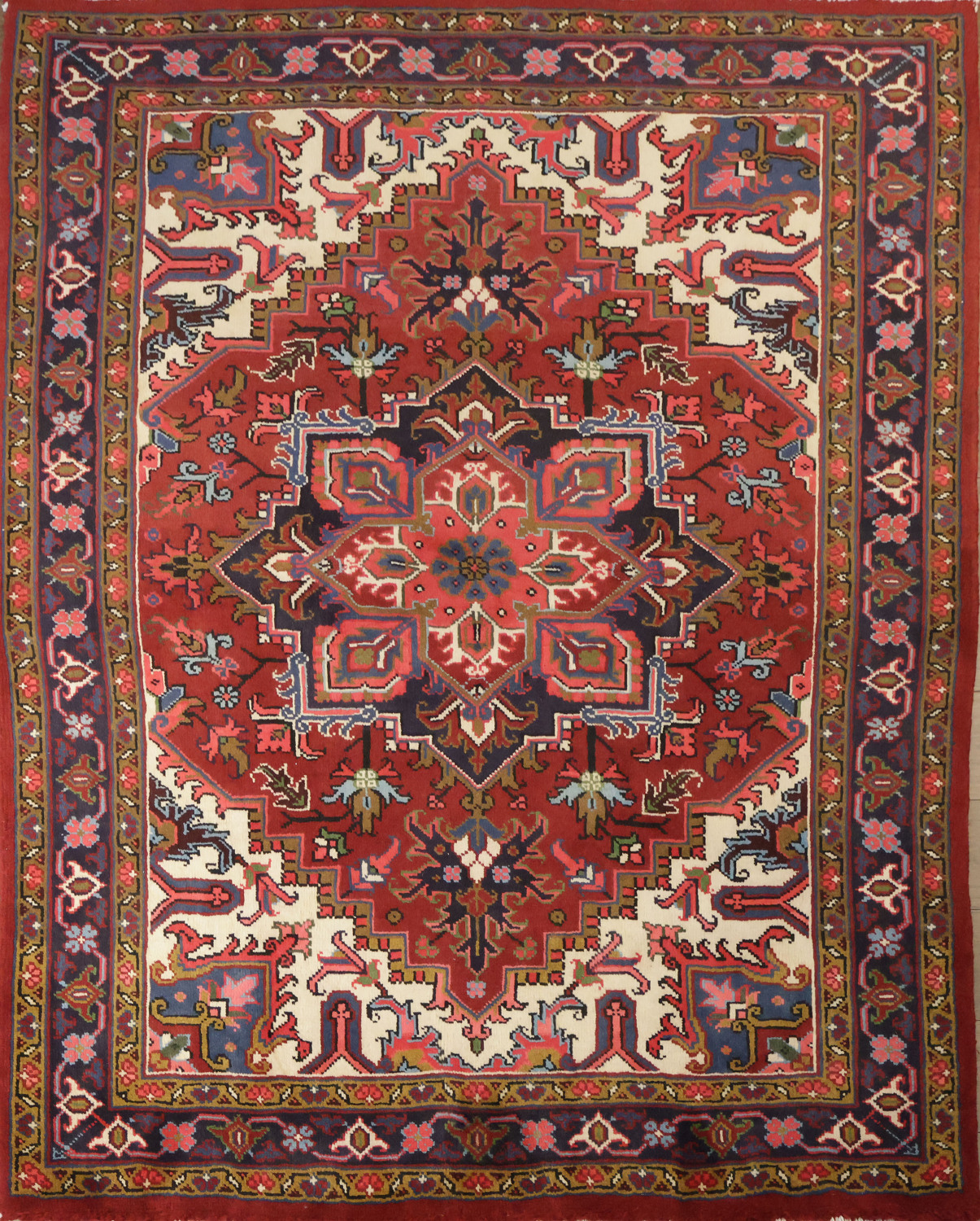 Brand New Geometric Red Heriz Persian Area Rug 5x6