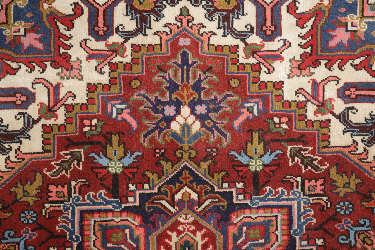 New Geometric Red Heriz Persian Wool Rug 5x6