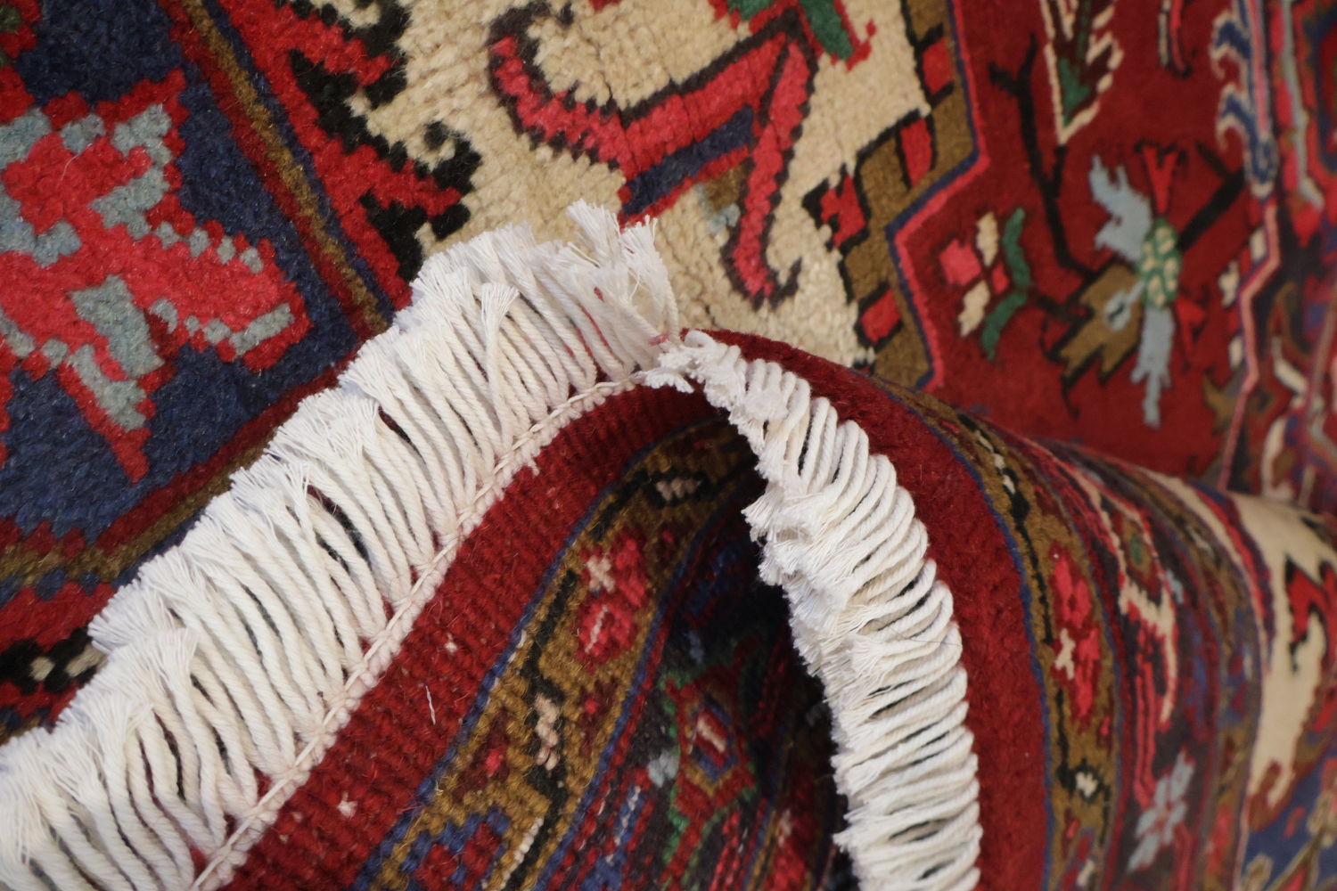 New Geometric Red Heriz Persian Wool Rug 5x6