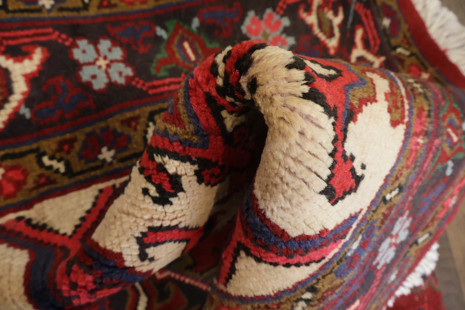 New Geometric Red Heriz Persian Wool Rug 5x6