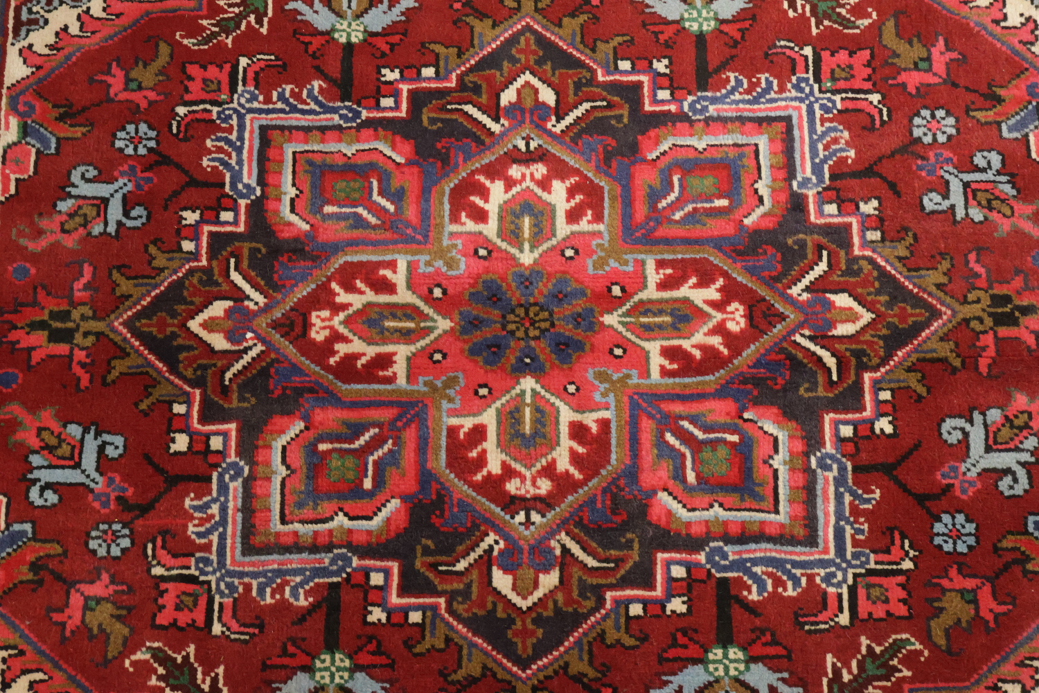 New Geometric Red Heriz Persian Wool Rug 5x6
