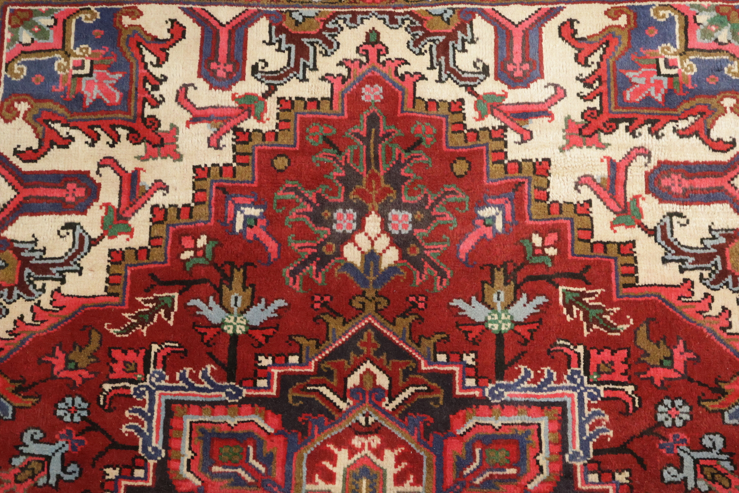 New Geometric Red Heriz Persian Wool Rug 5x6