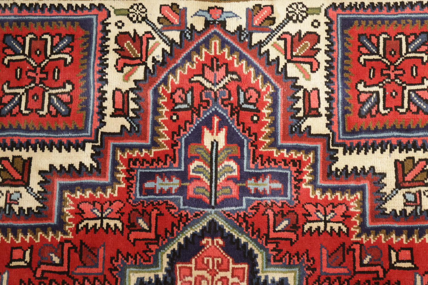 New Geometric Red Heriz Persian Wool Rug 5x7