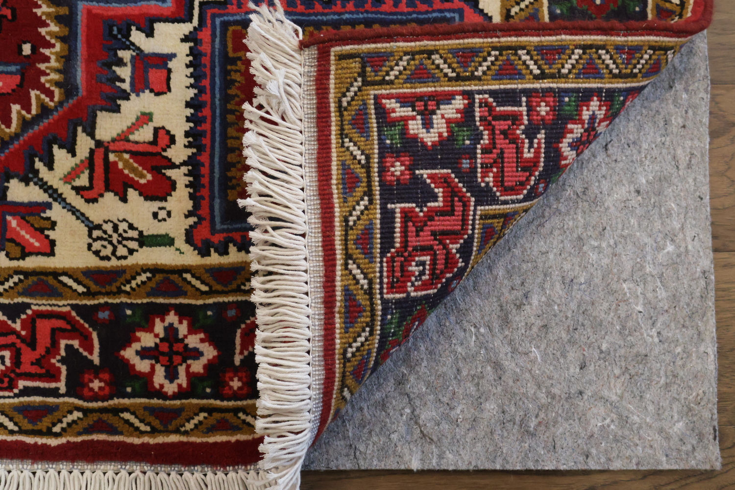 New Geometric Red Heriz Persian Wool Rug 5x7