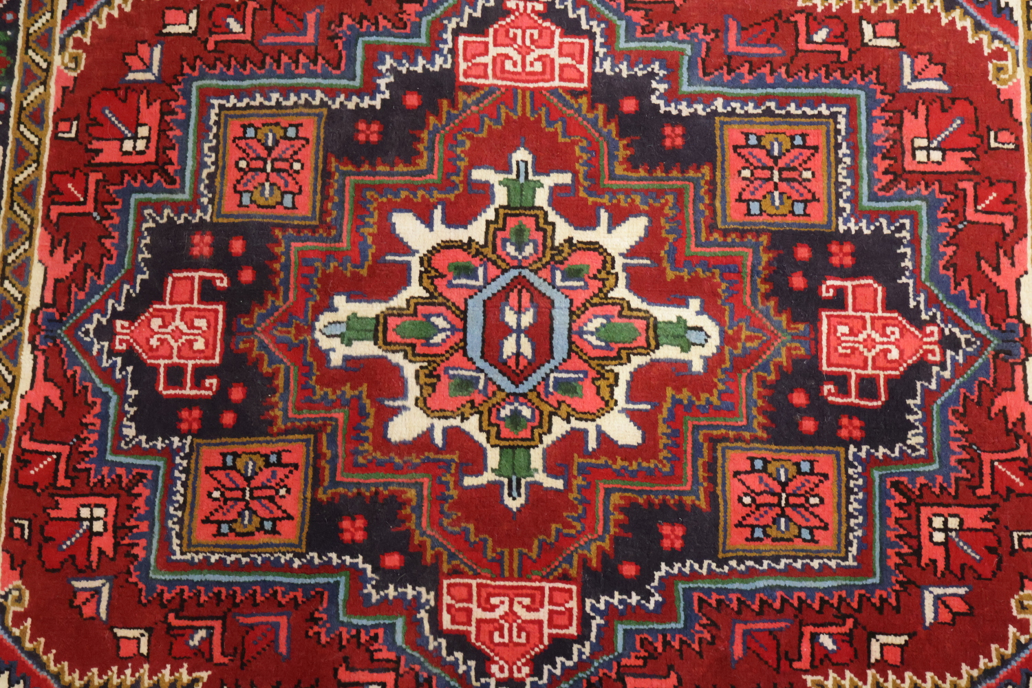 New Geometric Red Heriz Persian Wool Rug 5x7
