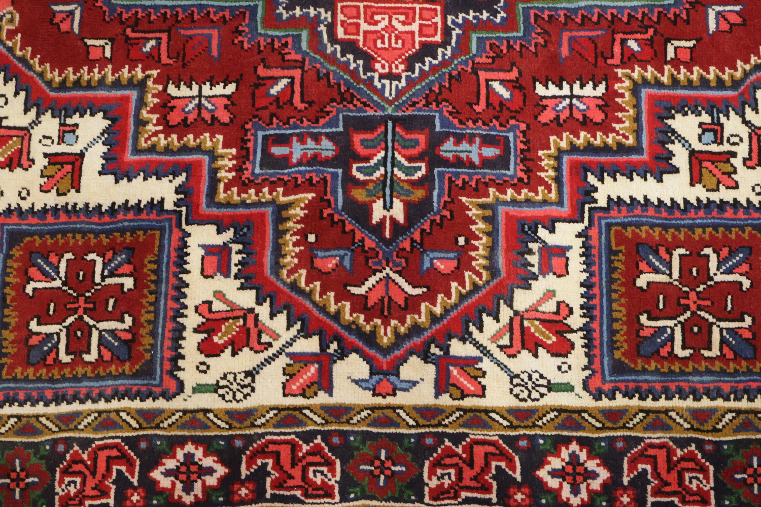 New Geometric Red Heriz Persian Wool Rug 5x7