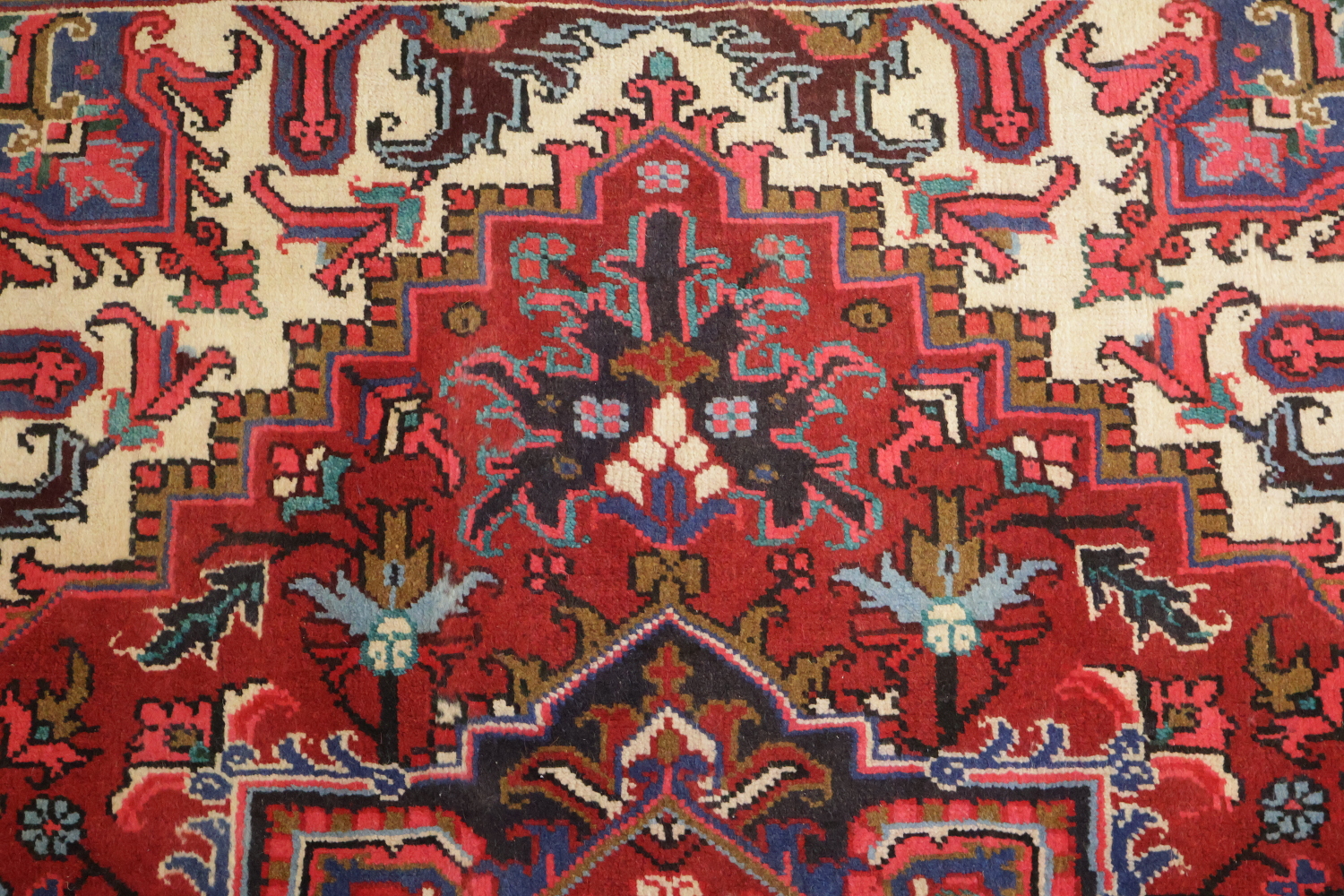 New Geometric Red Heriz Persian Wool Rug 5x6