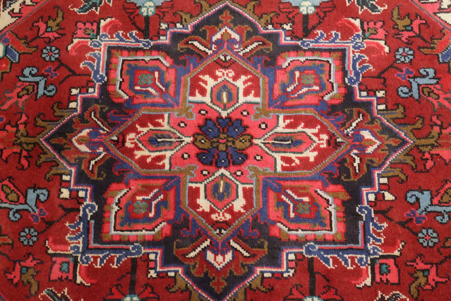 New Geometric Red Heriz Persian Wool Rug 5x6