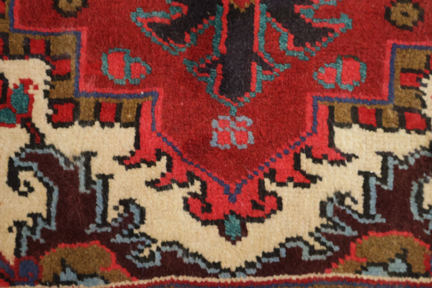 New Geometric Red Heriz Persian Wool Rug 5x6