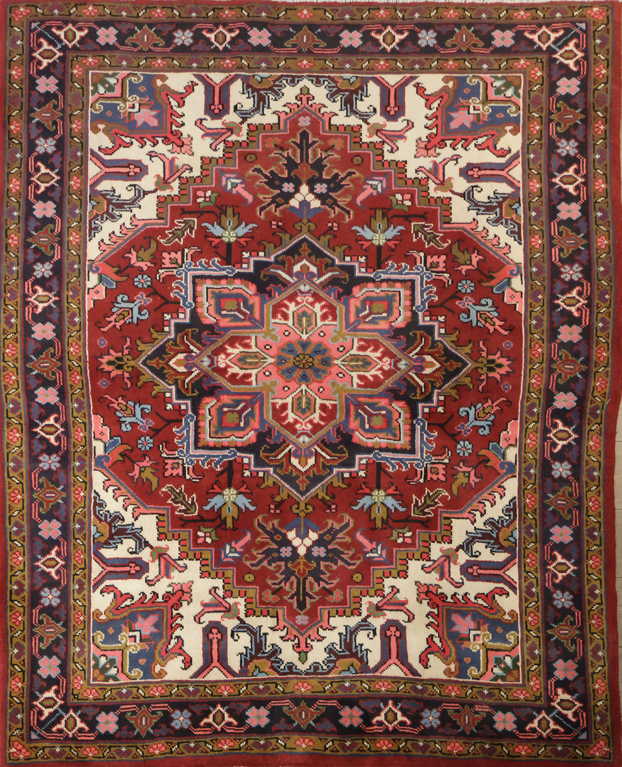 Brand New Geometric Red Heriz Persian Wool Rug 5x6