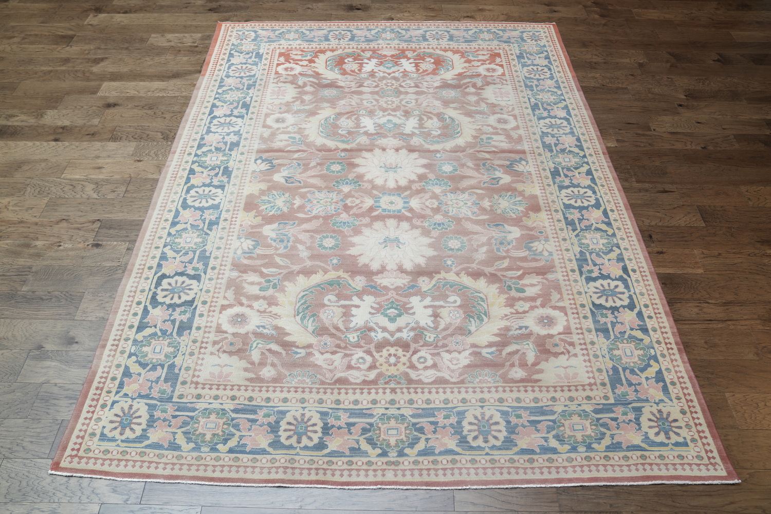 Antique Rust Floral Oushak Turkish Area Rug 9x12