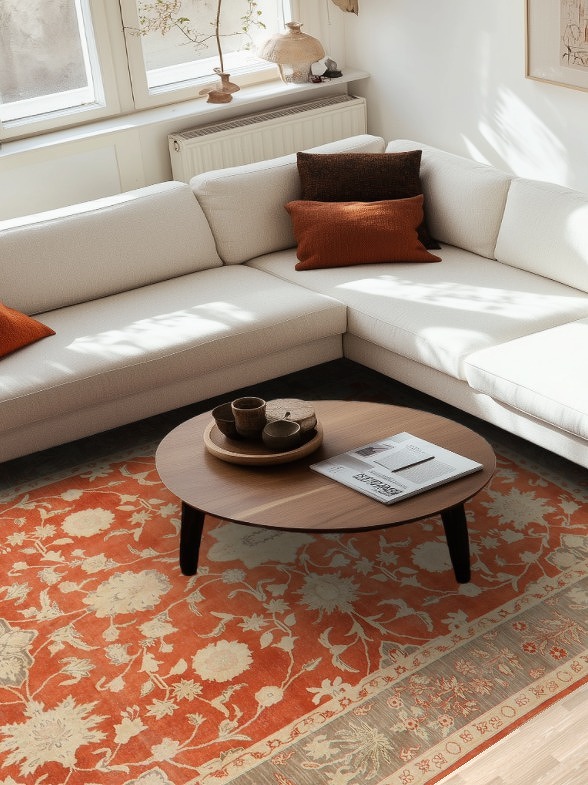 Rust Floral Oushak Egyptian Area Rug 8x11