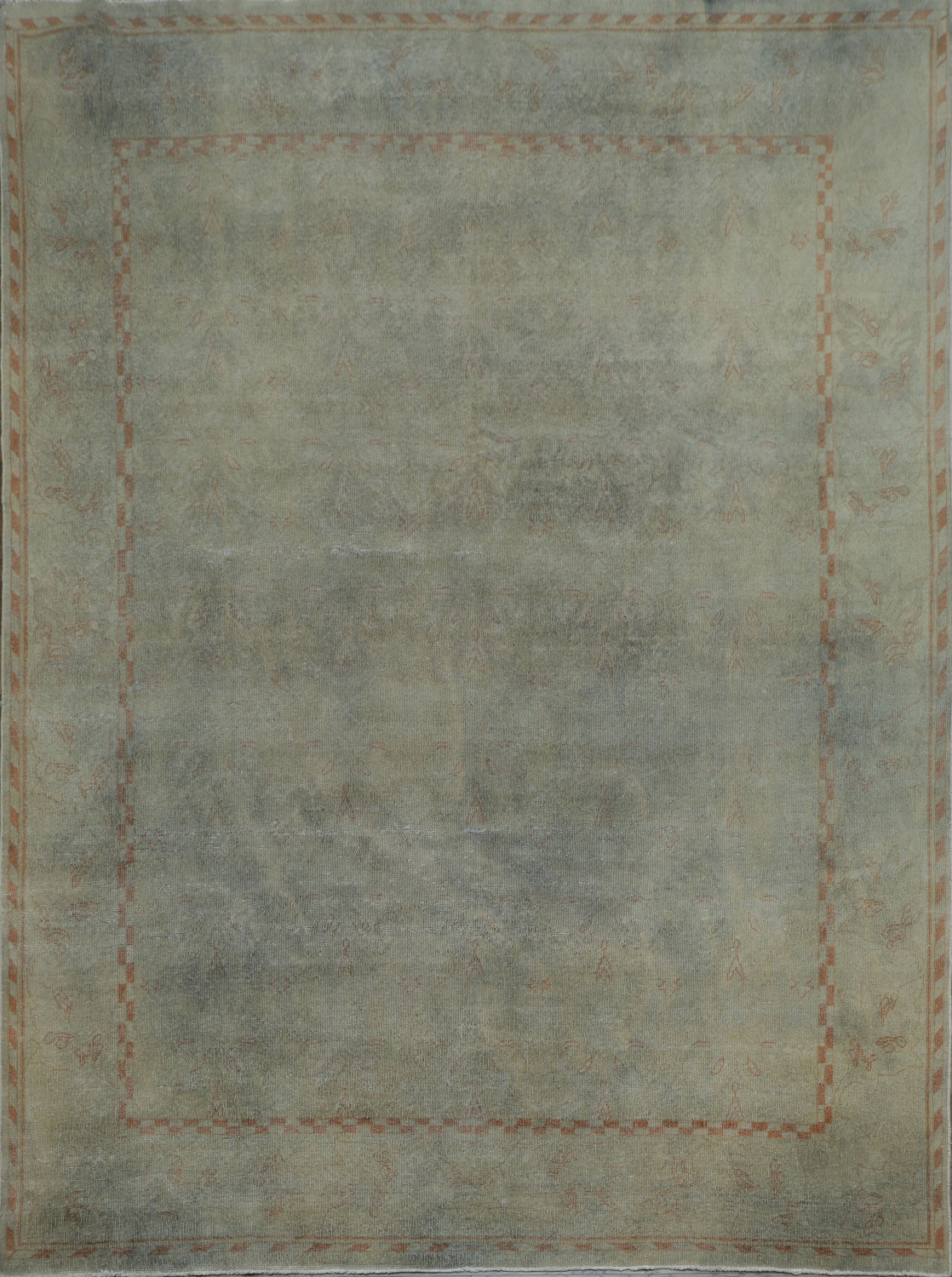 Vegetable Dye Antique Muted Oushak Turkish Area Rug 9x12