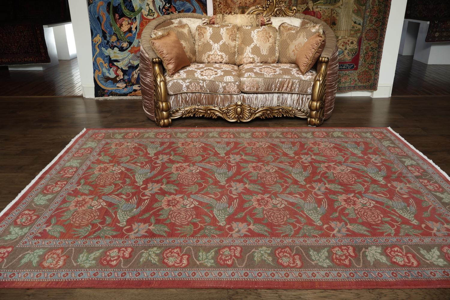 Animal Pictorial Vegetable Dye Oushak Egypt Area Rug 7x10