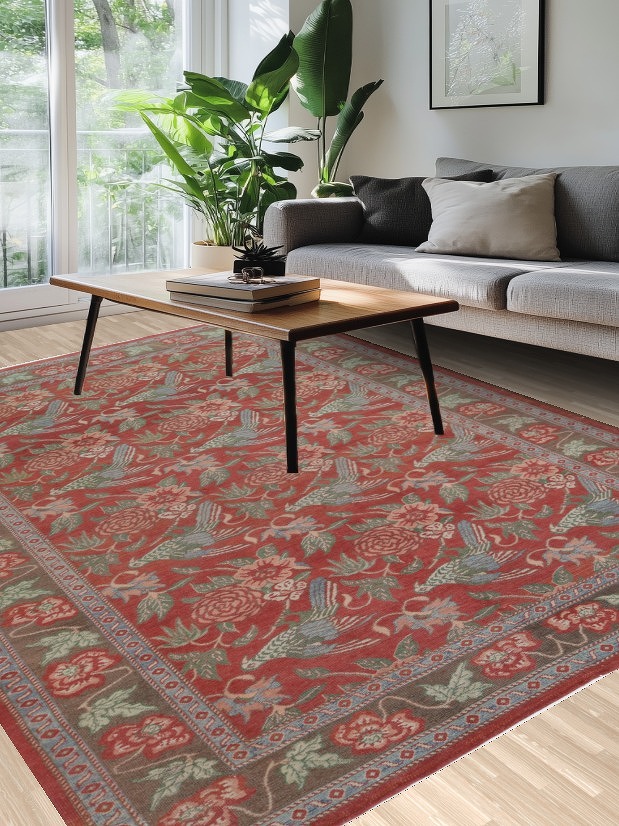 Animal Pictorial Vegetable Dye Oushak Egypt Area Rug 7x10