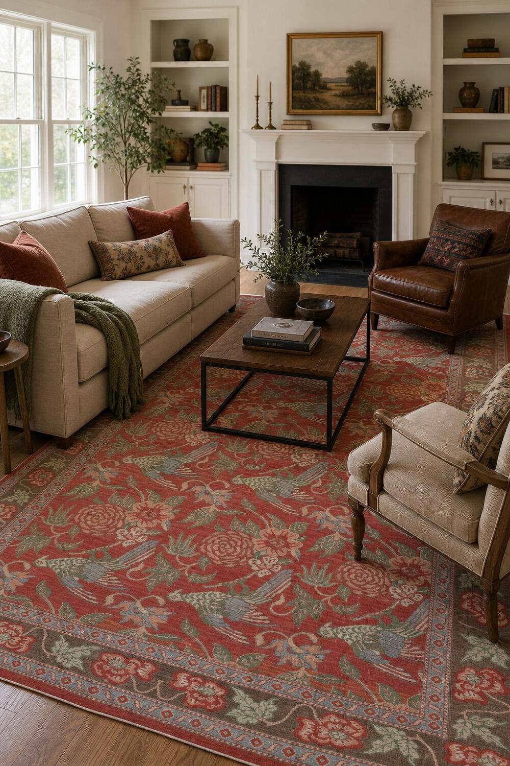 Animal Pictorial Vegetable Dye Oushak Egypt Area Rug 7x10