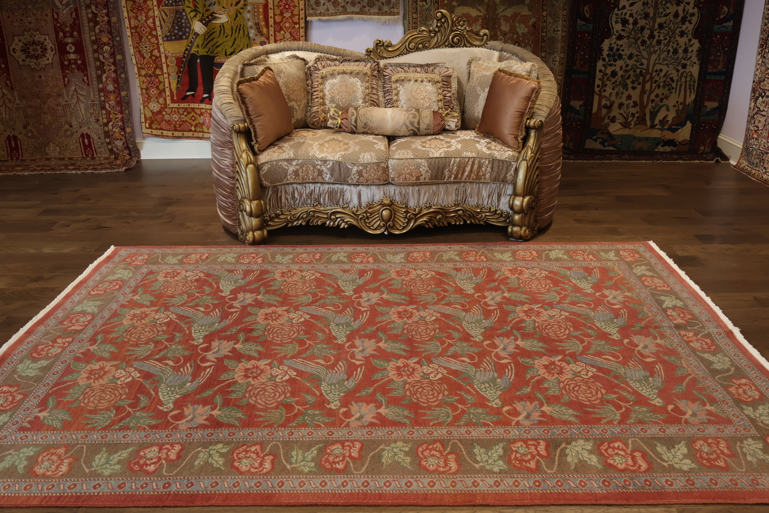 Animal Pictorial Vegetable Dye Oushak Egypt Area Rug 7x10