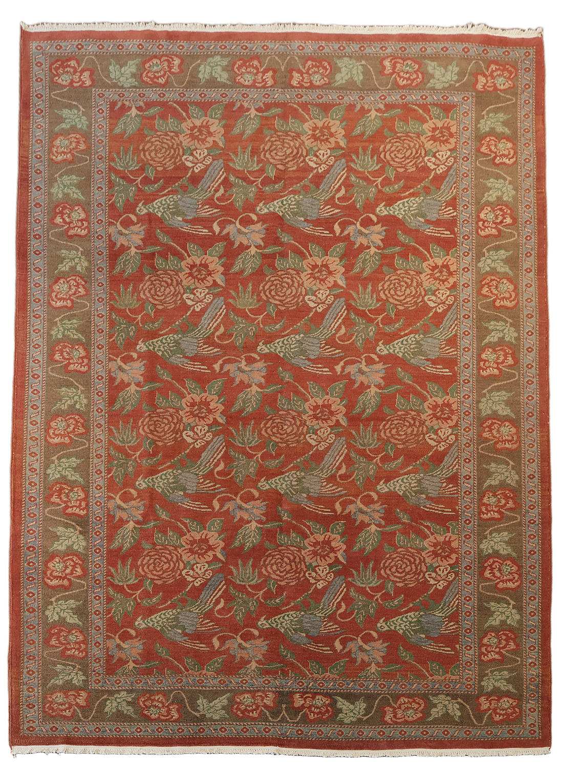 Animal Pictorial Vegetable Dye Oushak Egypt Area Rug 7x10