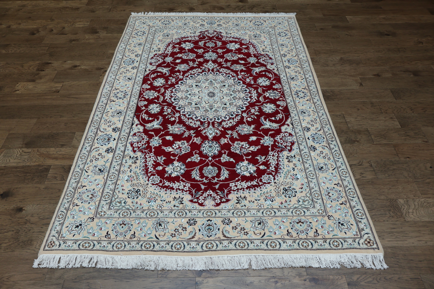 Luxurious Red Nain Persian Rug with Elegant Floral Patterns 6x10