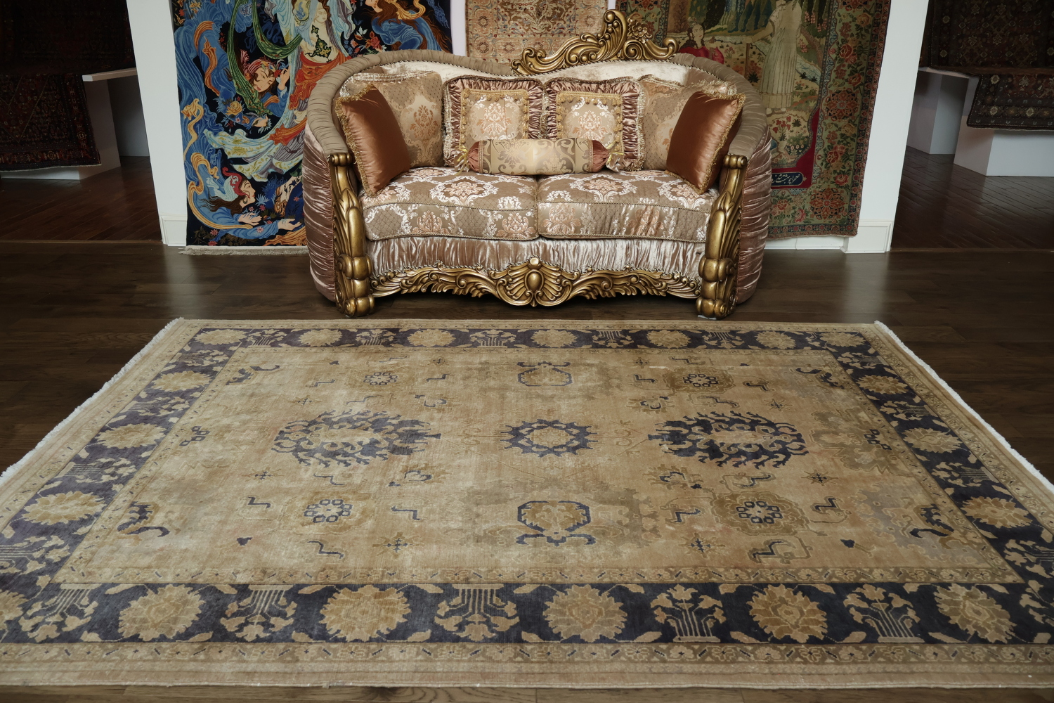 Antique Look Geometric Sultanabad Persian Area Rug 7x10
