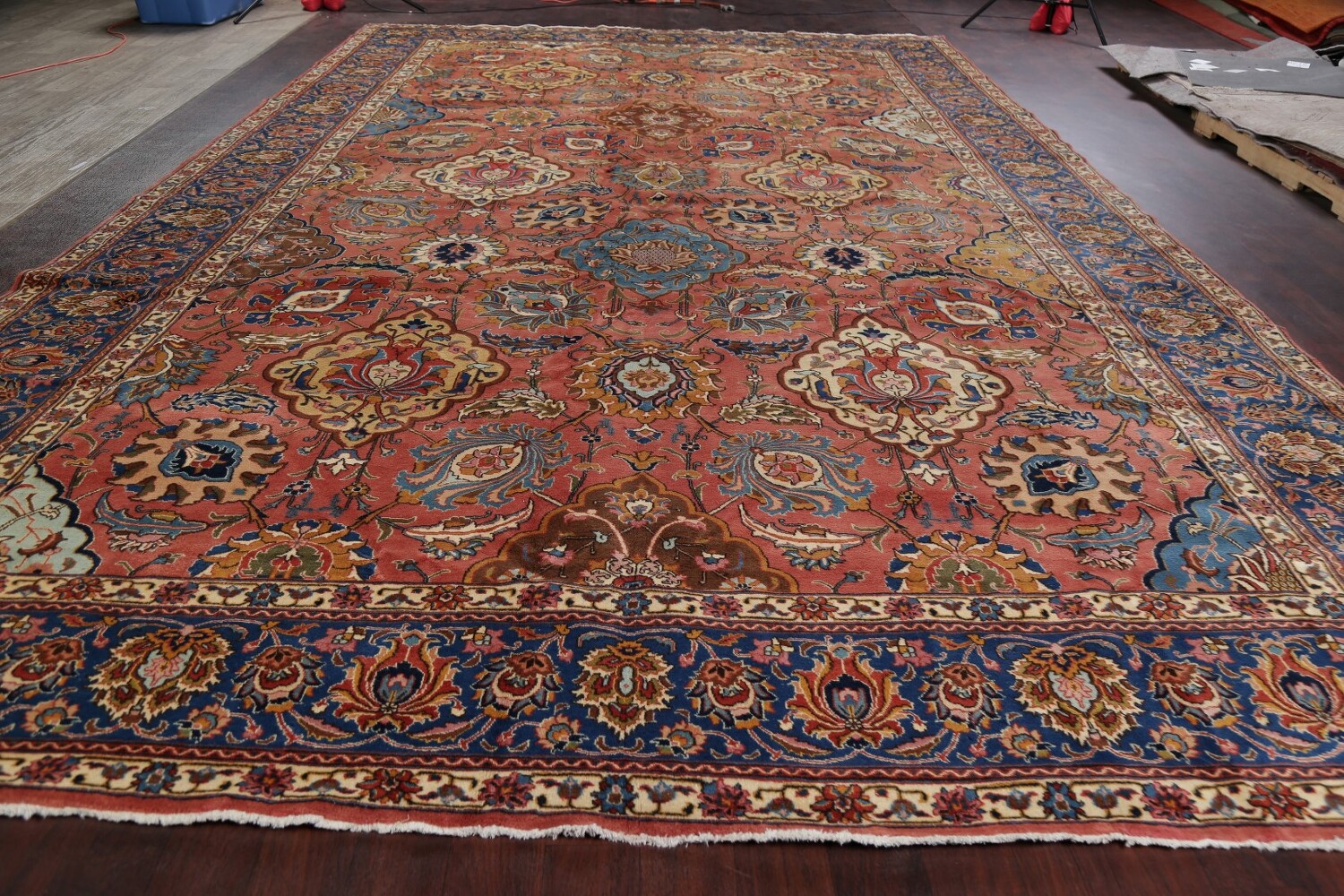 Antique Vegetable Dye Tabriz Heydarzadeh Persian Rug 11x18
